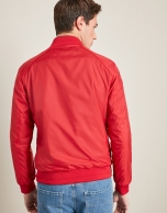 Blue/red reversible bomber jacket