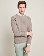 Taupe horizonal structured cotton sweater