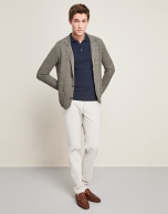 Khaki linen/cotton tricot jacket