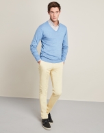 Light blue sweater with V-neck