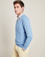 Light blue sweater with V-neck