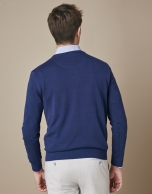 Navy blue sweater with V-neck