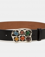 Black satiny-finished cowhide belt