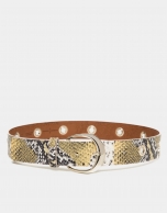 Python embossed leather belt