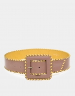 Camel leather backstitched belt