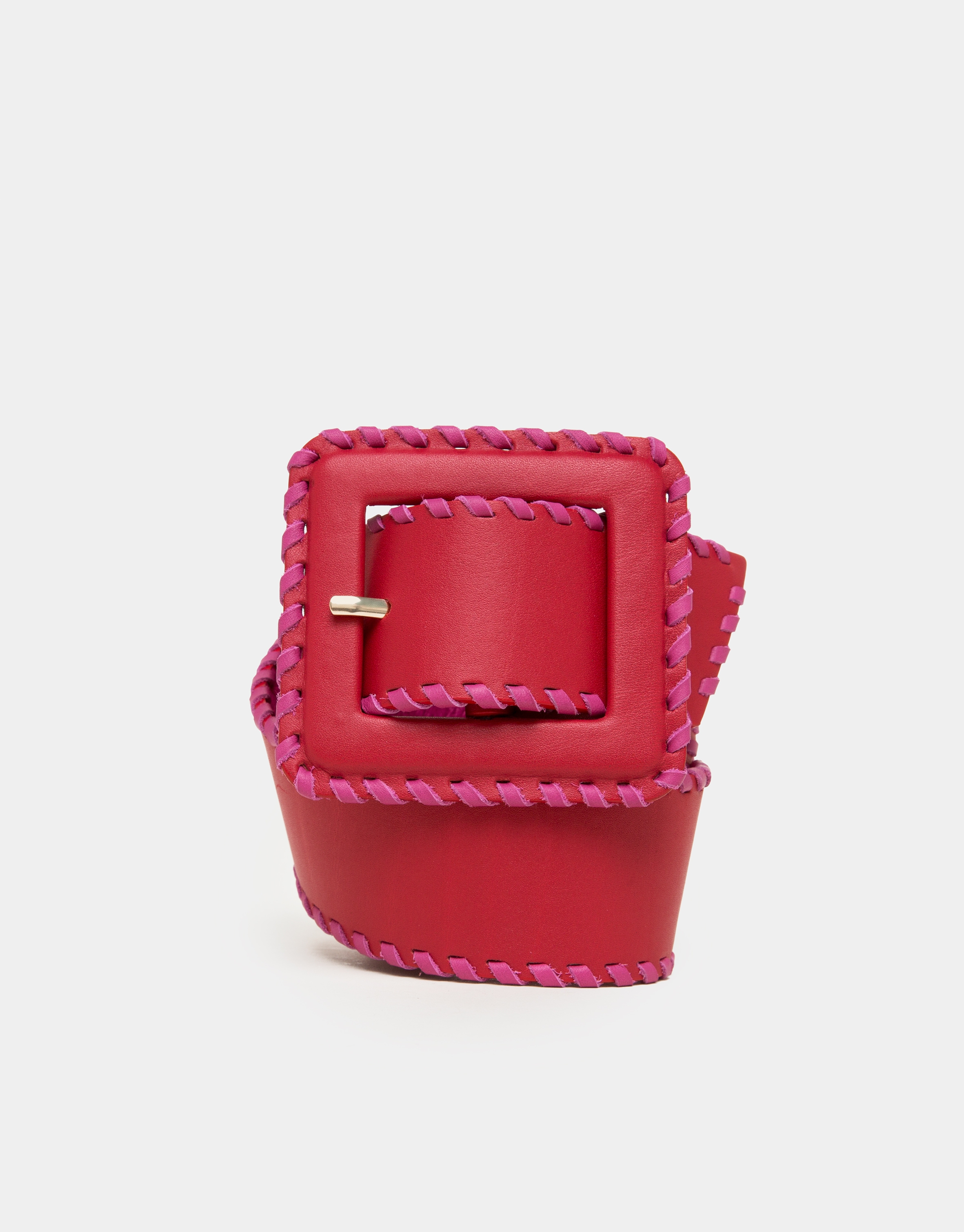 Red leather backstitched belt