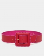 Red leather backstitched belt