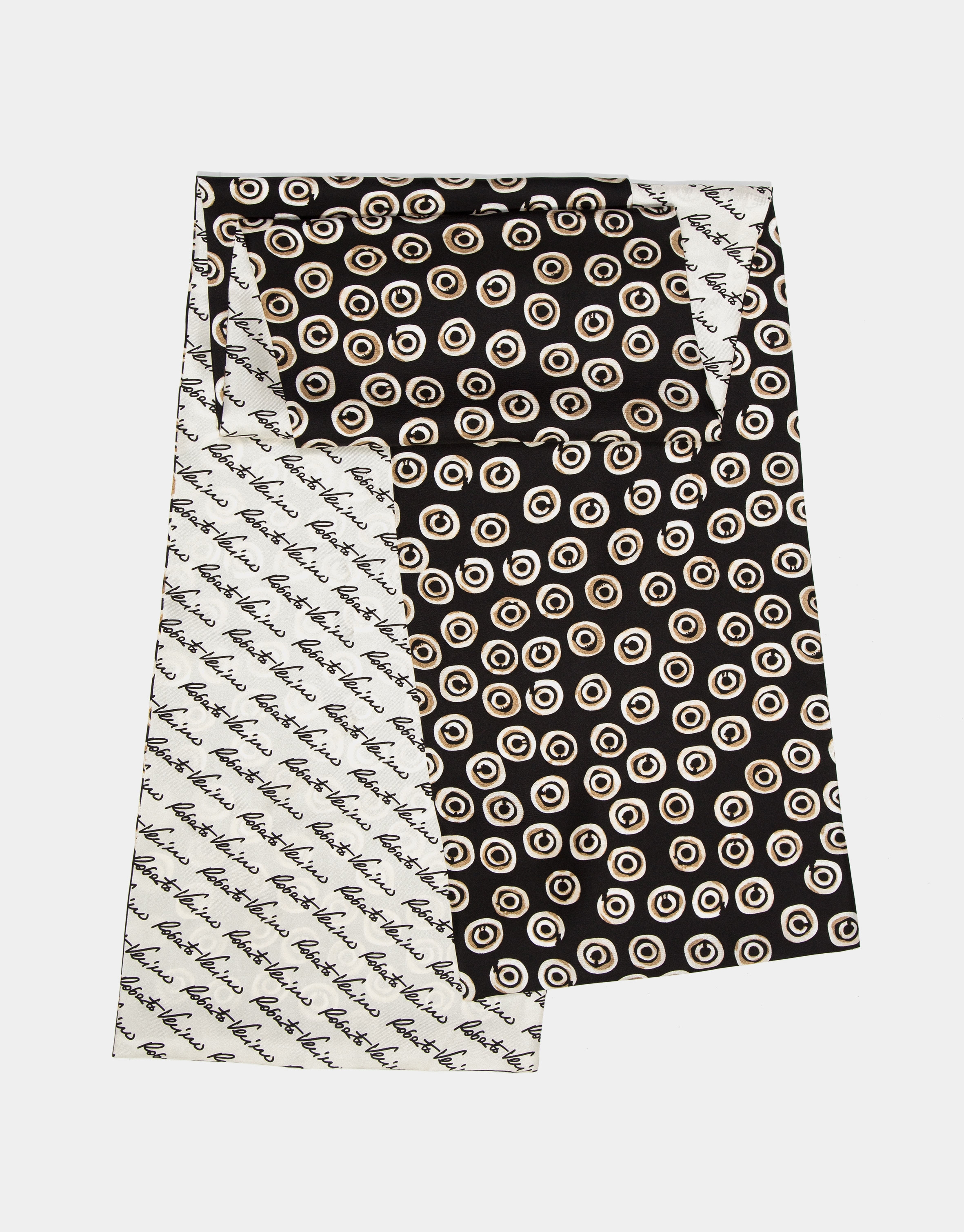 Reversible print silk signature scarf with geometric print