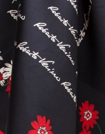 Black silk scarf with signature and floral print