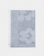 Chal jacquard floral azul