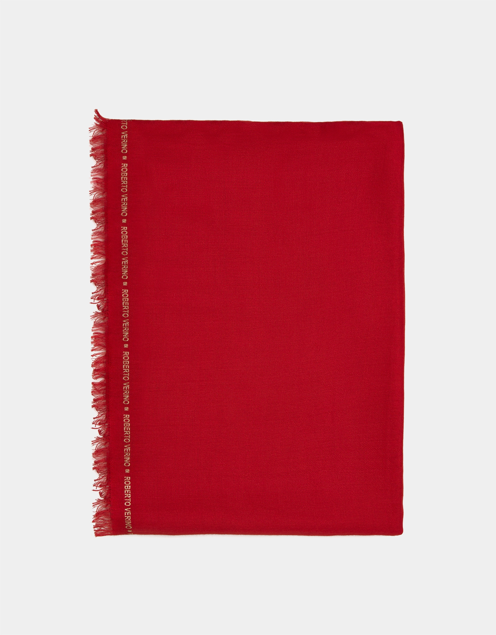 Plain red scarf with logos