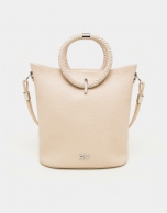 Beige napa leather Marina shoulder bag