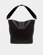 Black leather Montparnasse shopping bag