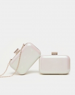 Pearl leather Rose clutch bag