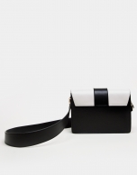 Black and white napa shoulder bag