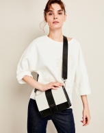 Black and white napa shoulder bag