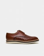 Brown square embossed shoes