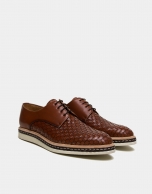 Brown square embossed shoes