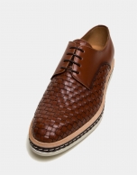 Brown square embossed shoes