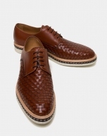 Brown square embossed shoes