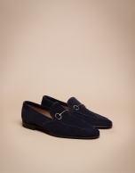 Blue leather moccasins with stirrup