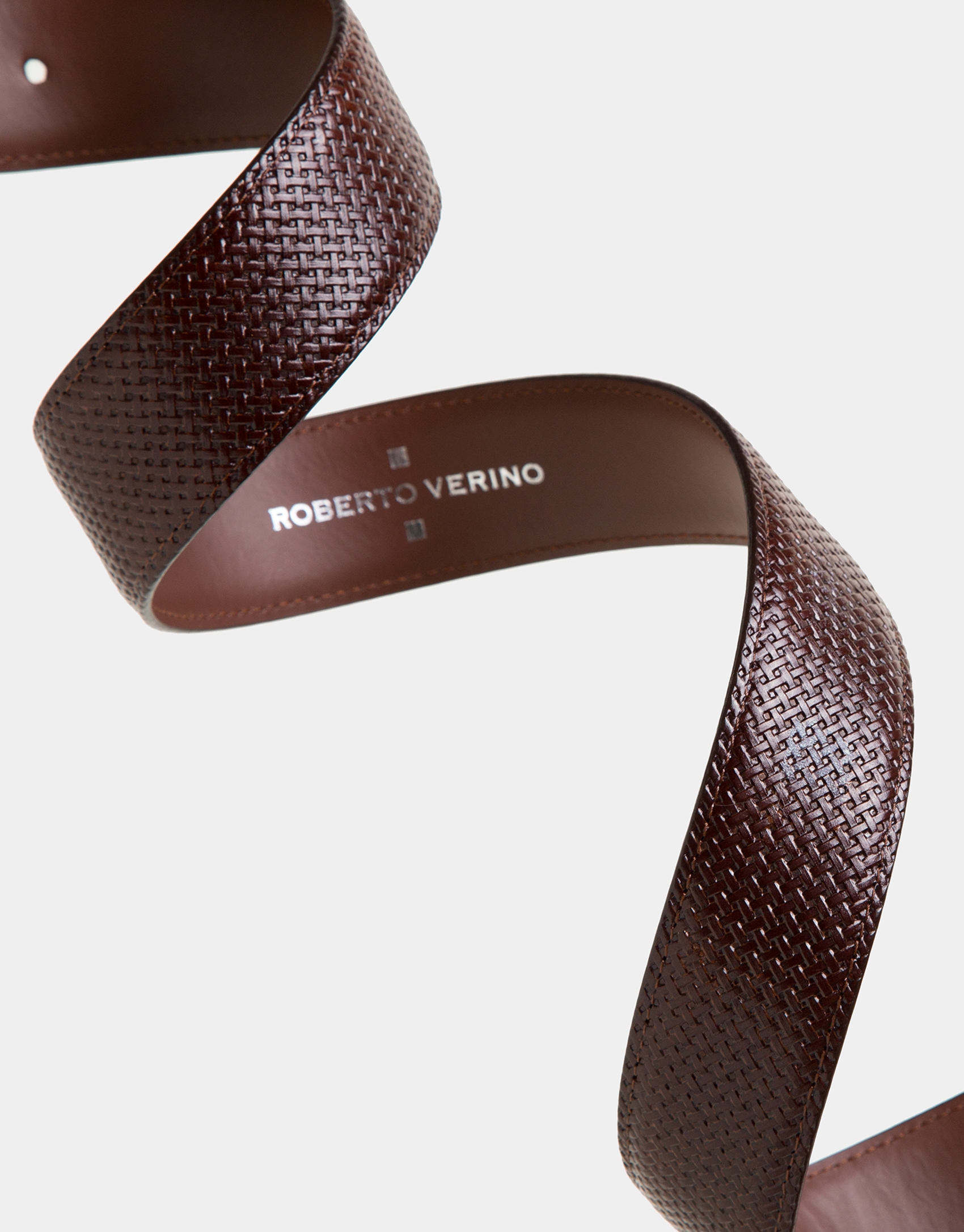 Brown embossed leather belt