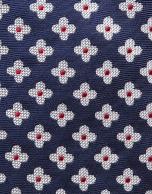 Navy blue silk tie with white daisies