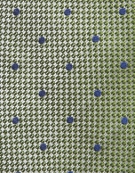 Corbata seda verde jacquard lunares azules