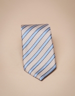 Mink silk tie with blue stripes