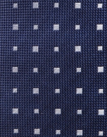 Dark blue silk tie with white jacquard design