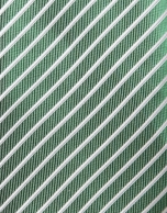 Green silk tie with white stripes