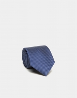 Corbata seda estructura azul/crudo