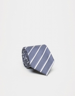 Gray striped silk tie