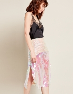 Pink skirt with iridescent sequins