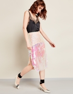 Pink skirt with iridescent sequins