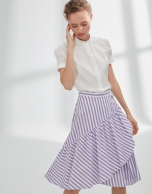 Mauve striped skirt with flounce