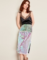 Green skirt with iridescent sequins