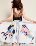 Fish print flowing skirt