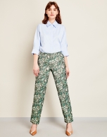 Green metallicized pants