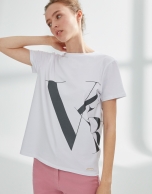 White unstructured top with logo