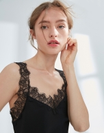 Black top with lace appliqué 