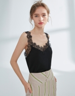 Black top with lace appliqué 