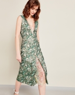 Green print dress with sequins