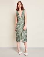 Green print dress with sequins