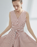 White and orange striped flowing dress