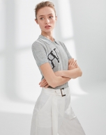 Gray knit top with logo