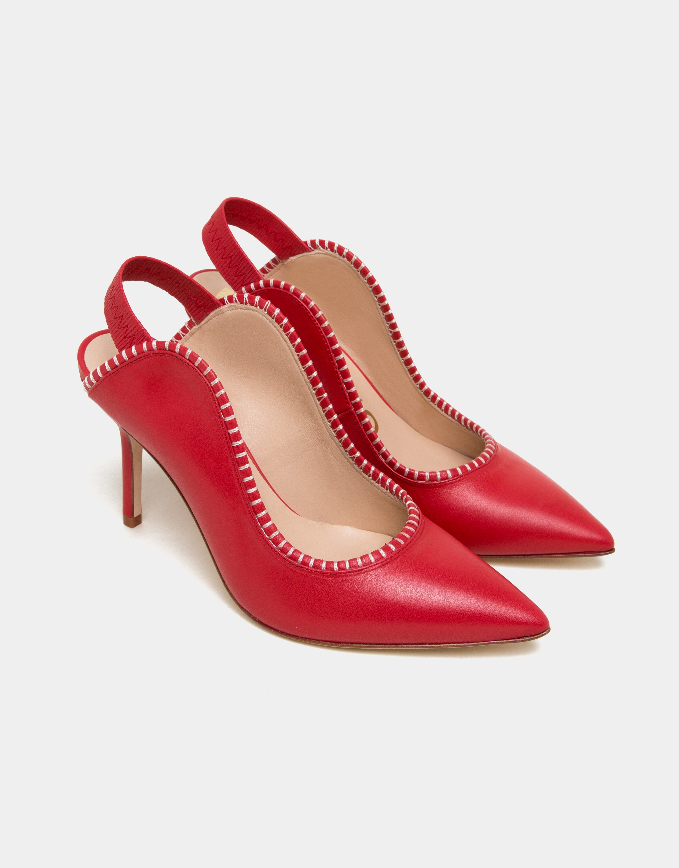 Red leather Salina mules