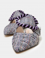 Multicolor threads on Tahice fabric slippers