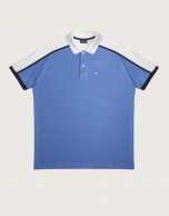 Blue and white "color block" polo