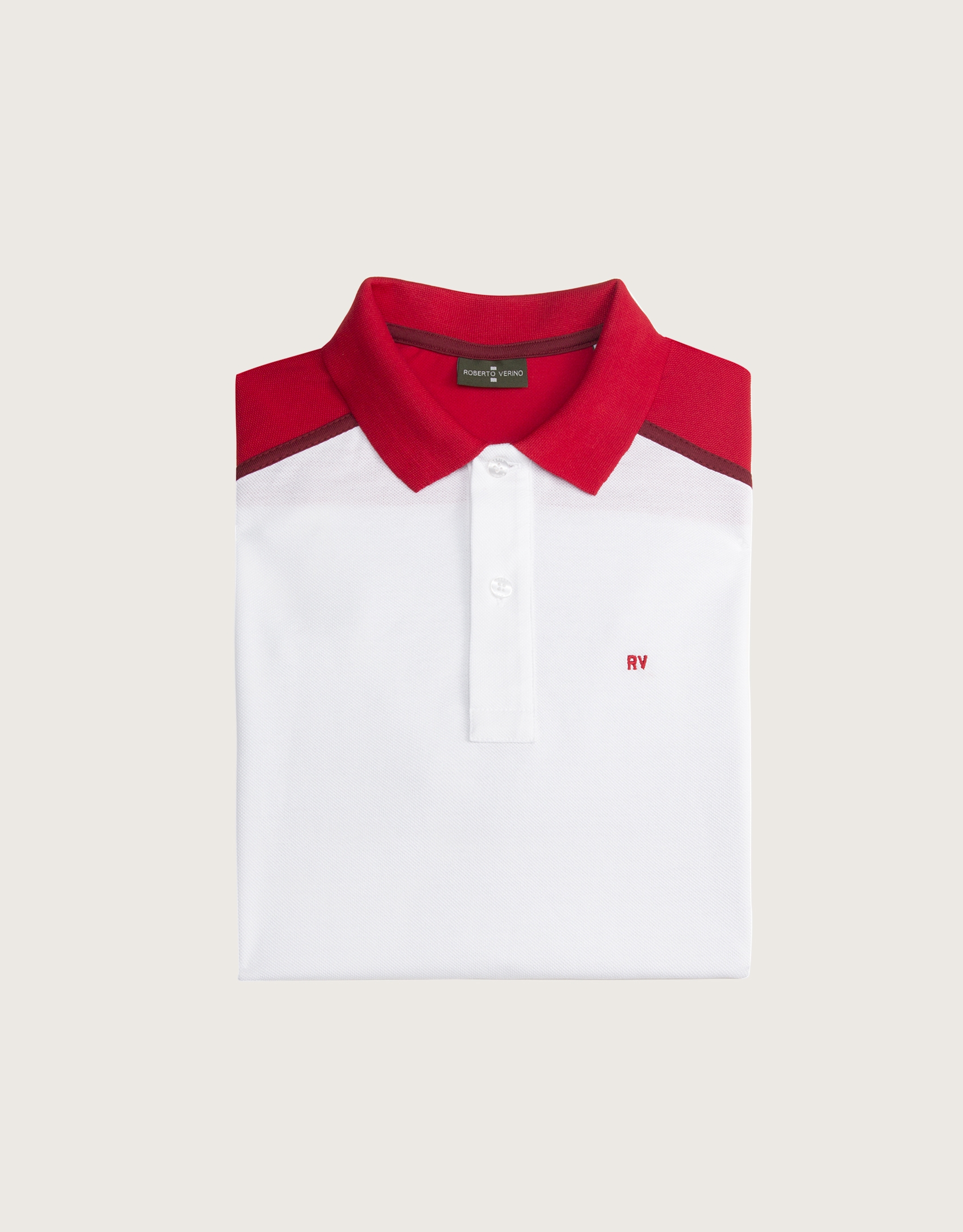 White and red "color block" polo